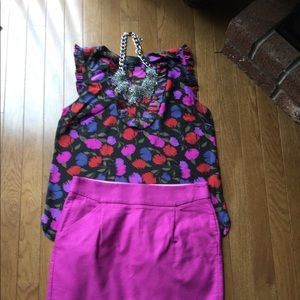 Magenta J Crew Pencil Skirt